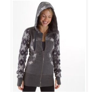 Lululemon Gray Fair Isle Pattern Zip Up Hooded Sweatshirt